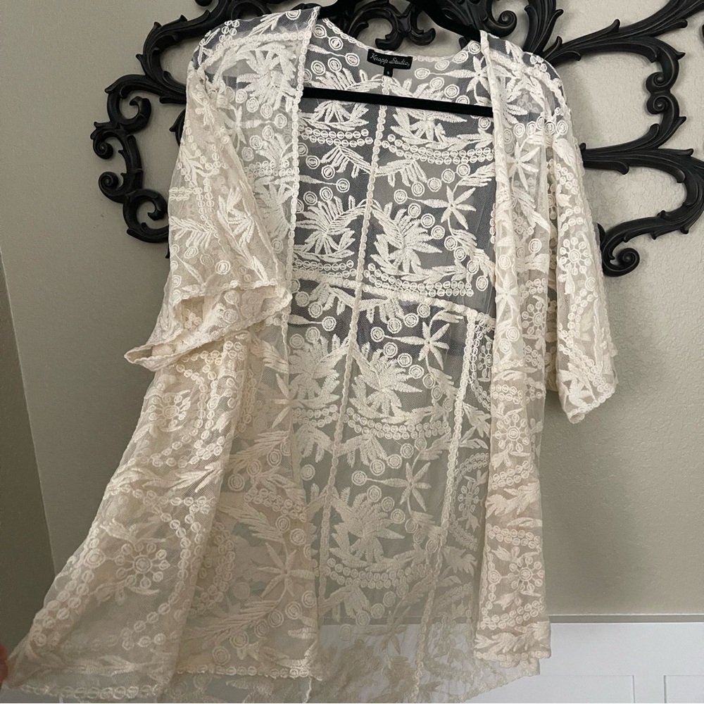 Knapp Studio Ivory Lace Kimono Cardigan (Fits Most)